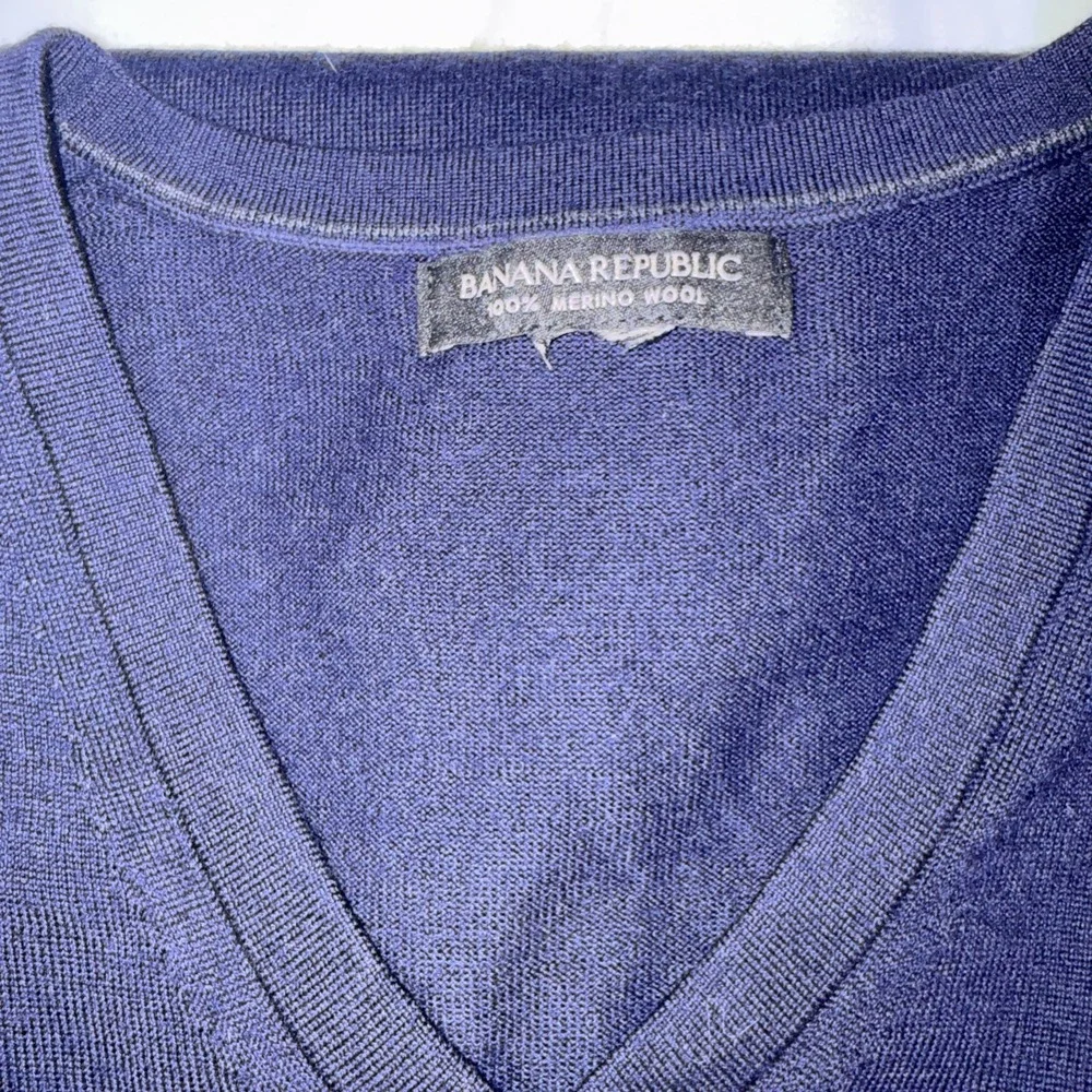 Banana‎ Republic Men's Extra Fine Italian Merino Wool XXL Royal Blue V-Neck